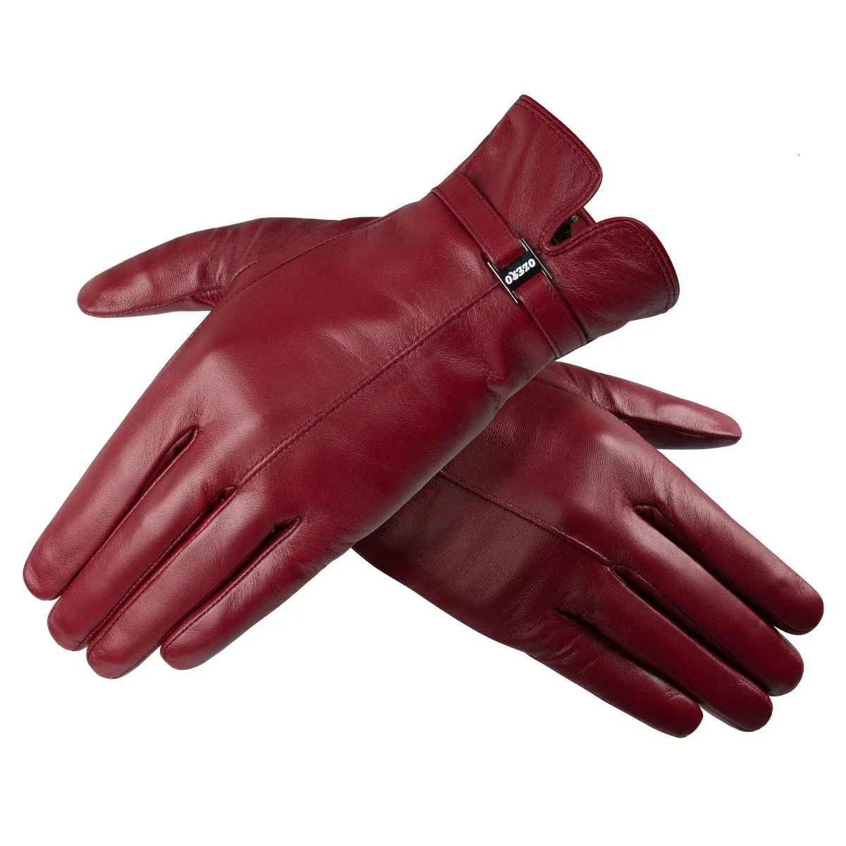 Touch screen sheepskin warm gloves Ladies fashion winter outdoor cycling driving business leather gloves plus fleece 241225