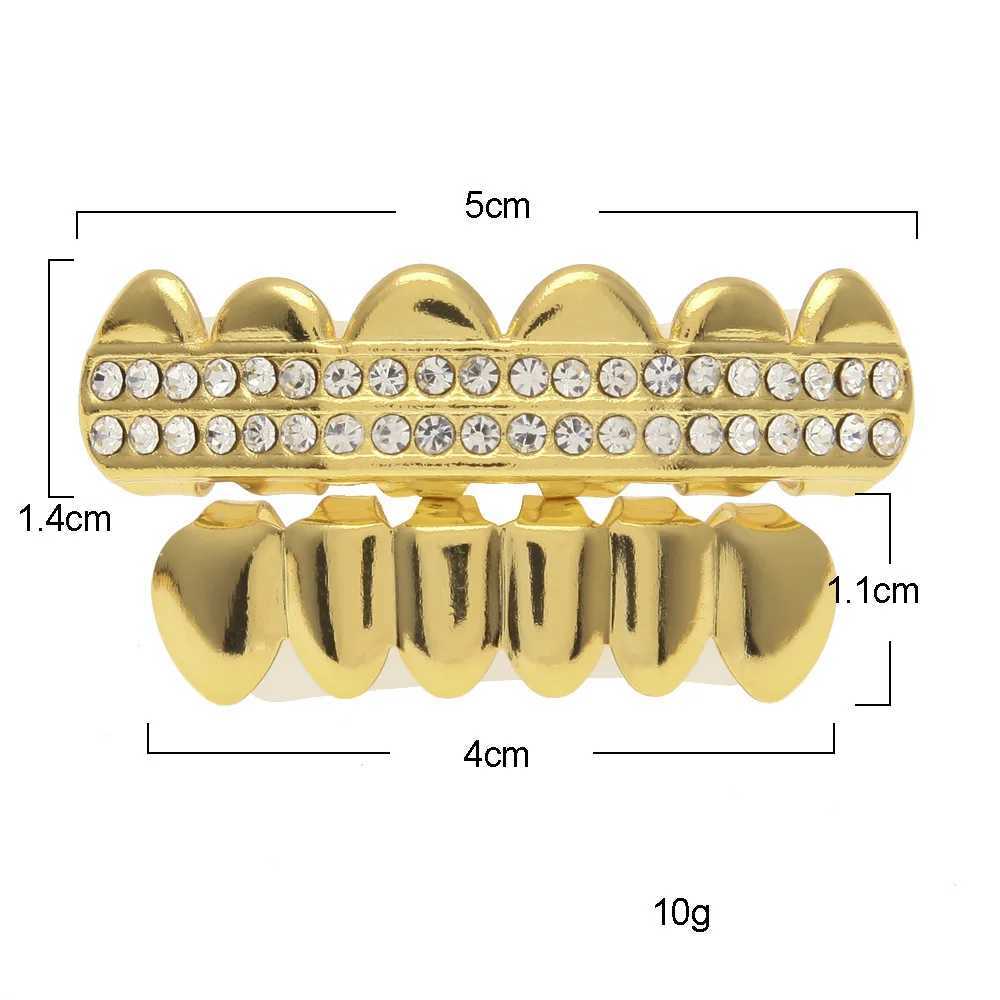 1 Set Hip Hop Teeth Grillz Gold Plated Dental Grills Rock Tooth Grillz Cs Crystal Teeth Cs Halloween Vampire Tooth GiftXJ241225