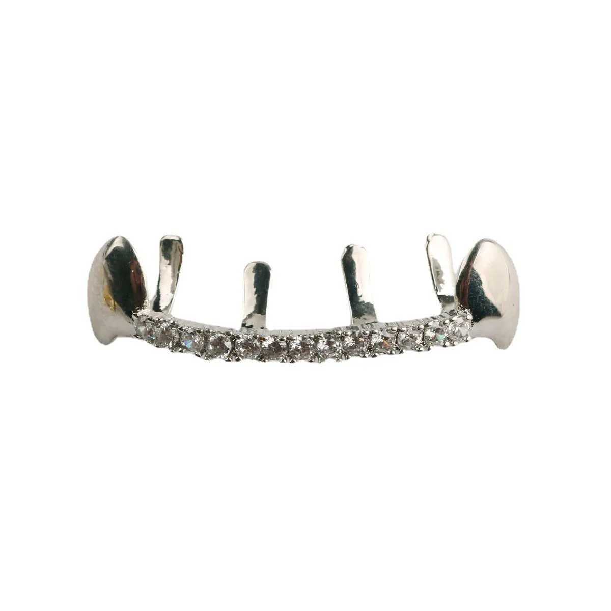 Hip Hop Rock Water Drop Flame Zircon Teeth Grillz 14K Gold Plated CZ Stone Tooth Cs For Women Men JewelryXJ241225