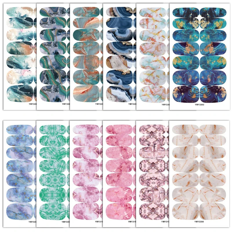 10sheets/pack Marble Pattern Nail Stickers Perfect n Peelable Lasting High Quality Polychromatic Manicure Easy To Use Nail 241225