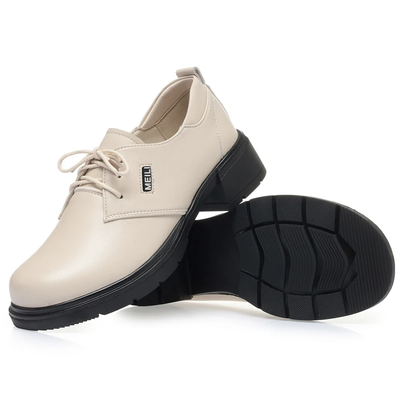 AIYUQI Women Oxford Shoes British Style Loafers Women Large Size Non-Slip Genuine Leather Women's Shoes