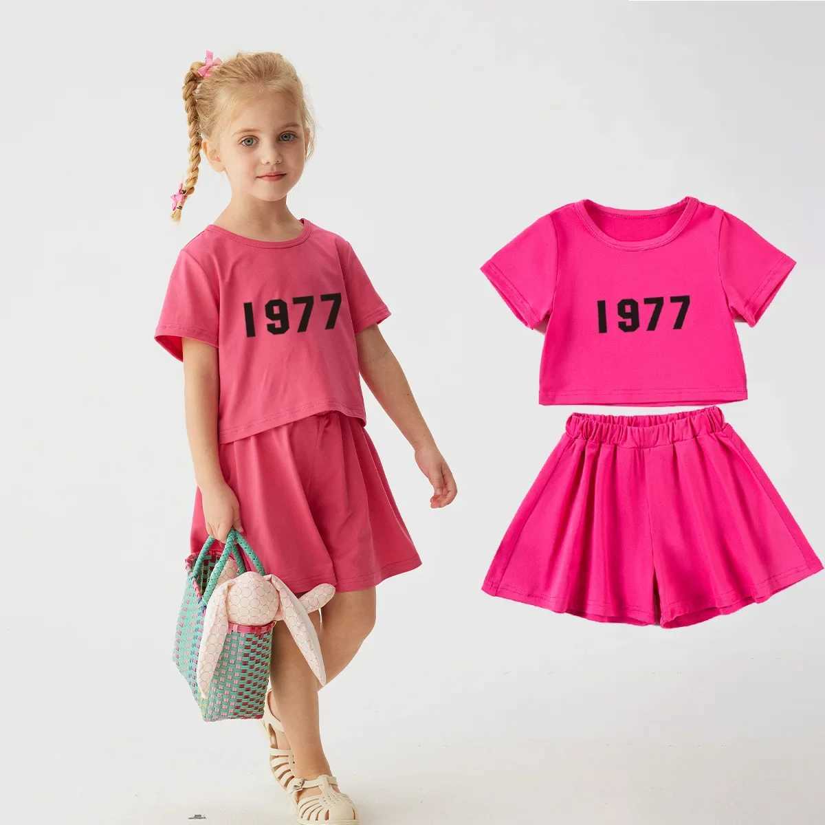Clothing Sets Girls Fashion Short Sleeve Shorts Set Toddler Printed T-Shirt Elastic Waist Shorts 2pcs Daily Versatile Clothing 0-5YY241225XXO6