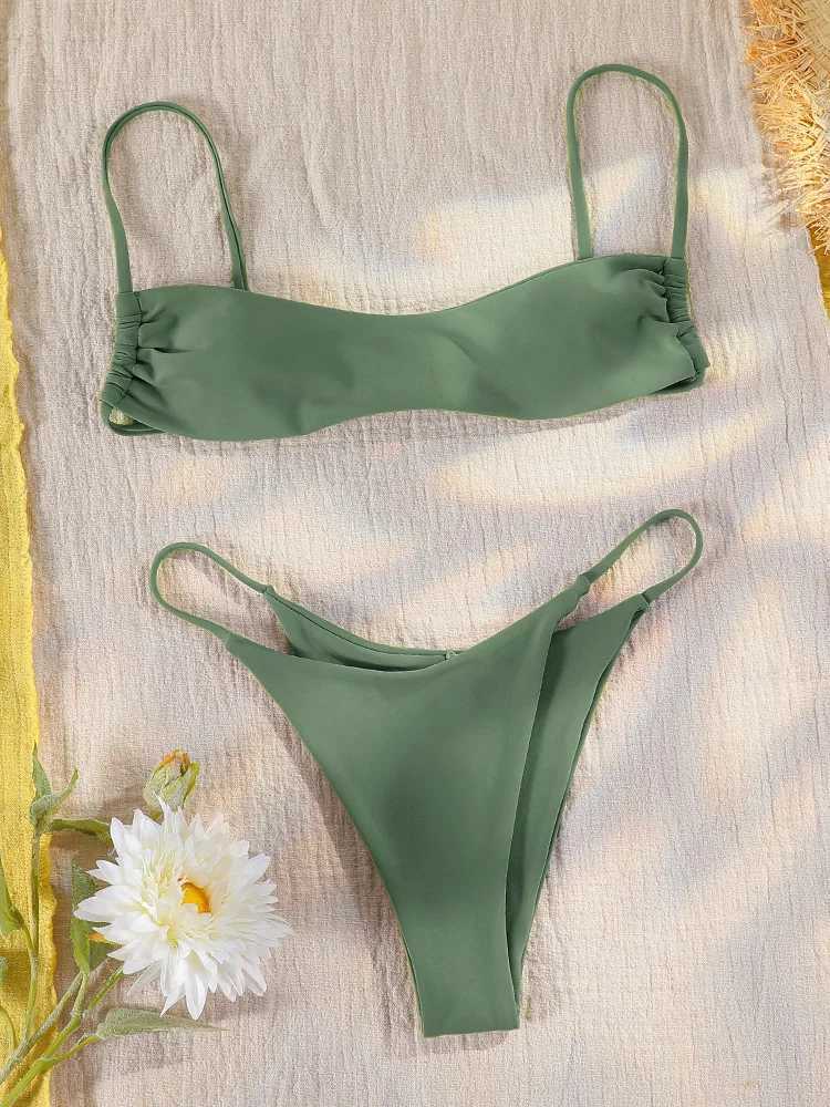 String bikini push up swimsuit sexy swimsuit womens two-piece set mini thong white color swimsuitW241225