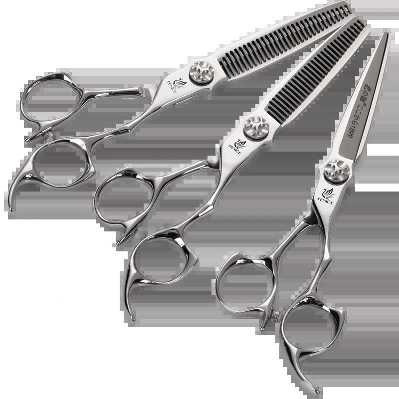 Fenice 6 inch Cutting Thinning Styling Tool Hair Scissors Set Salon Hairdressing Scissors Shears Traceless/V-shaped teeth Blades 241225