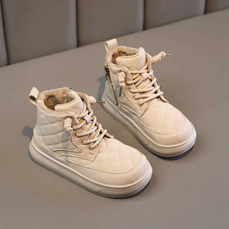 Athletic Outdoor 2-18 Years Old Childrens Snow Boots Padded Thickened Boys Girls Cotton Shoes Autumn Winter Black High-top Kids Boots Shoes H241223