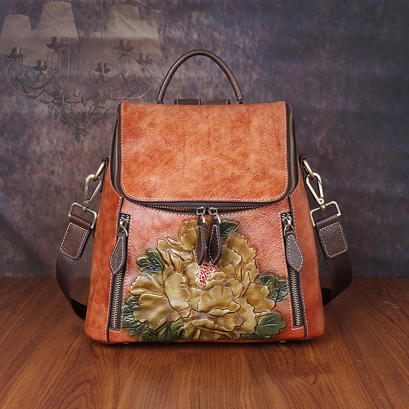 2023 new top layer single shoulder crossbody backpack three use high-capacity cowhide women's bag