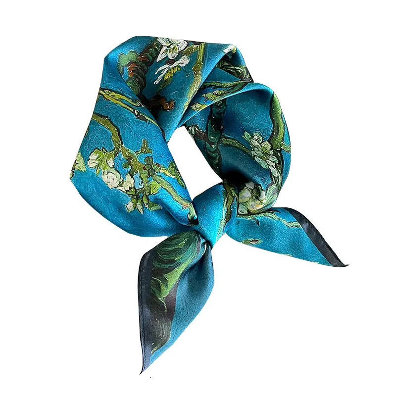 faux Silk Scarf Women Mulberry High Quality Headband Square Foulard Female Neckerchief Shawl Wraps Hijab Bandana Scarves 241225