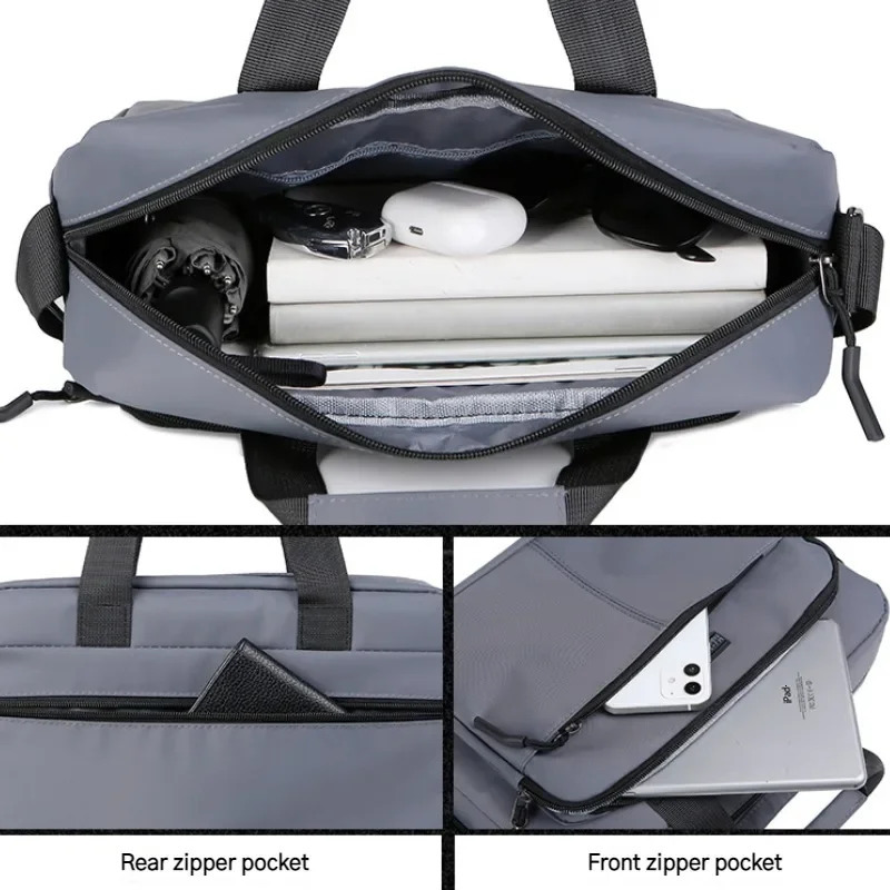 Mens Large-capacity Horizontal Shoulder Bag Messenger Bag Briefcase Multifunctional Simple A4 Book Handbag Business Bag 241225