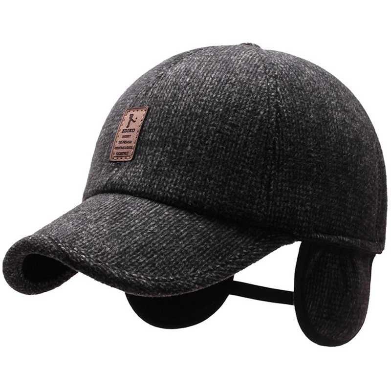 Autumn and winter mens wool snap cap with ear studs to keep warm outdoor earmuffs baseball cap with earmuffs design dad hat W241225