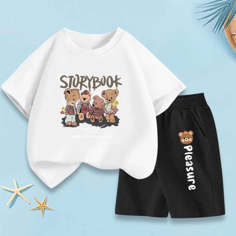 Clothing Sets Baby Girl Clothes Summer Cartoon Bear Printed T-shirts and Shorts 2 Pieces Set Children Boy Short Sleeve Top Bottom OutfitsY2412252080