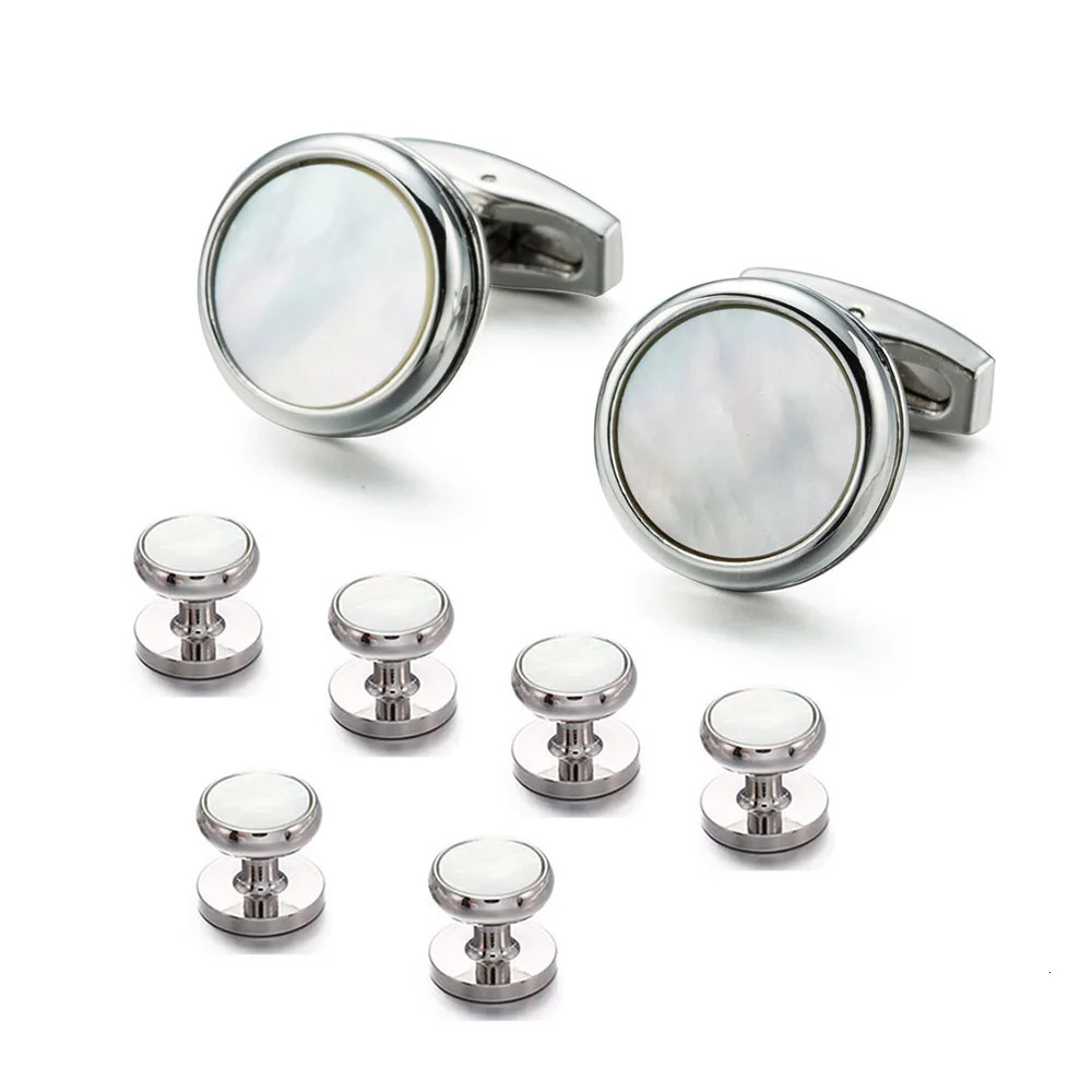 VAGULA Cufflink Stud in 8Pcs Set Fashion Gemelos Sea Shell Tuxedo Collar Stud S22 241225