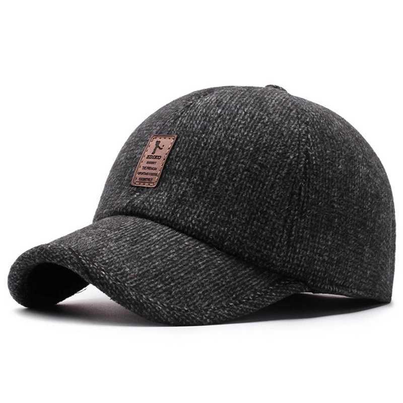 Autumn and winter mens wool snap cap with ear studs to keep warm outdoor earmuffs baseball cap with earmuffs design dad hat W241225