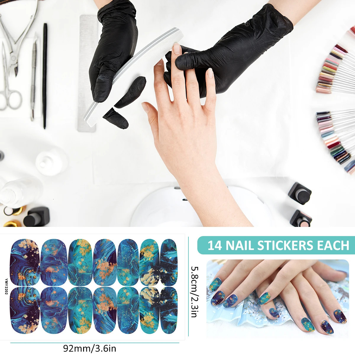 12 Sheets Nail Polish Stickers Self-Adhesive Nail Polish Stickers with Nail File Fully Wrapped Nail Stickers DIY Nail Art Decals 241225