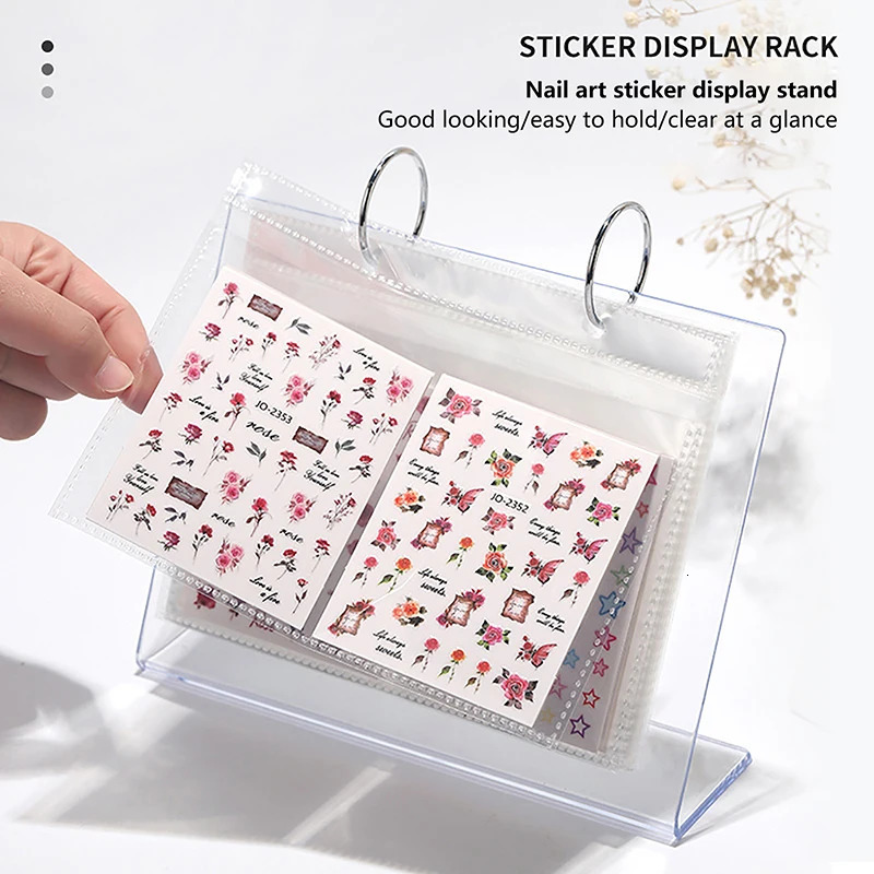 17 Pages Nail Stickers Storage Book Decals Organizer Holder Display Manicure Nail Tools Plastic Transparent Film Nail Art 241225