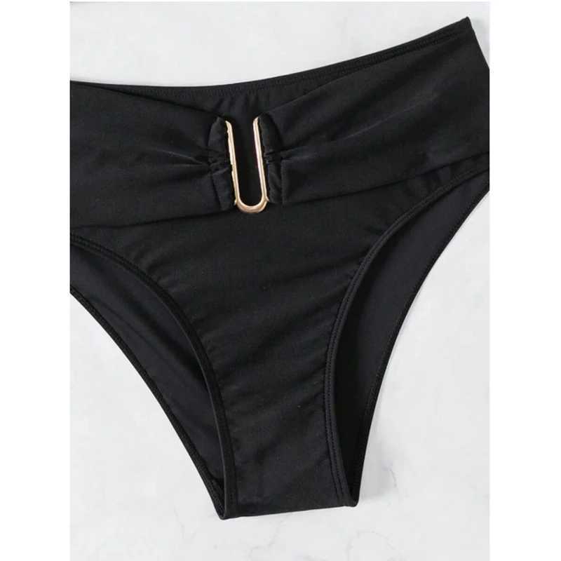 Push on bikini set womens two-piece high waisted backless swimsuit womens summer swimsuitW241225