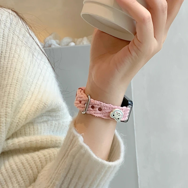 Corduroy Strap For Huawei band 9/8/7 Sport Watchband for Honor band 9/7/6 Smartwatch Correa Bracelet Woman Wristband 241225