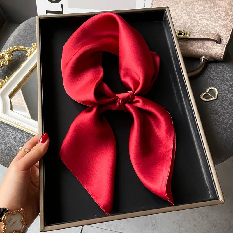 Fashion faux Real Silk Scarf Women Shawls Wraps for Ladies Neckerchief Foulard Scarves Pashmina Female Shawl Hijab Bandana 241225