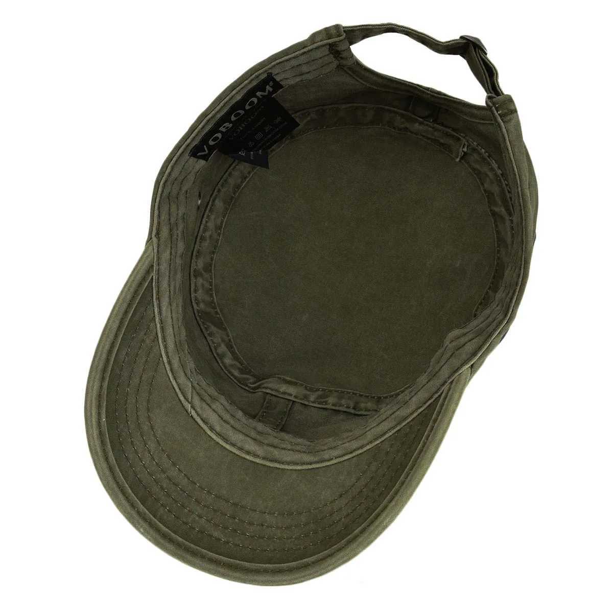 VOBOOM Cotton Washed Military Cadet Hat uniquely designed for men adjustable retro flat top hat with air vents W241225