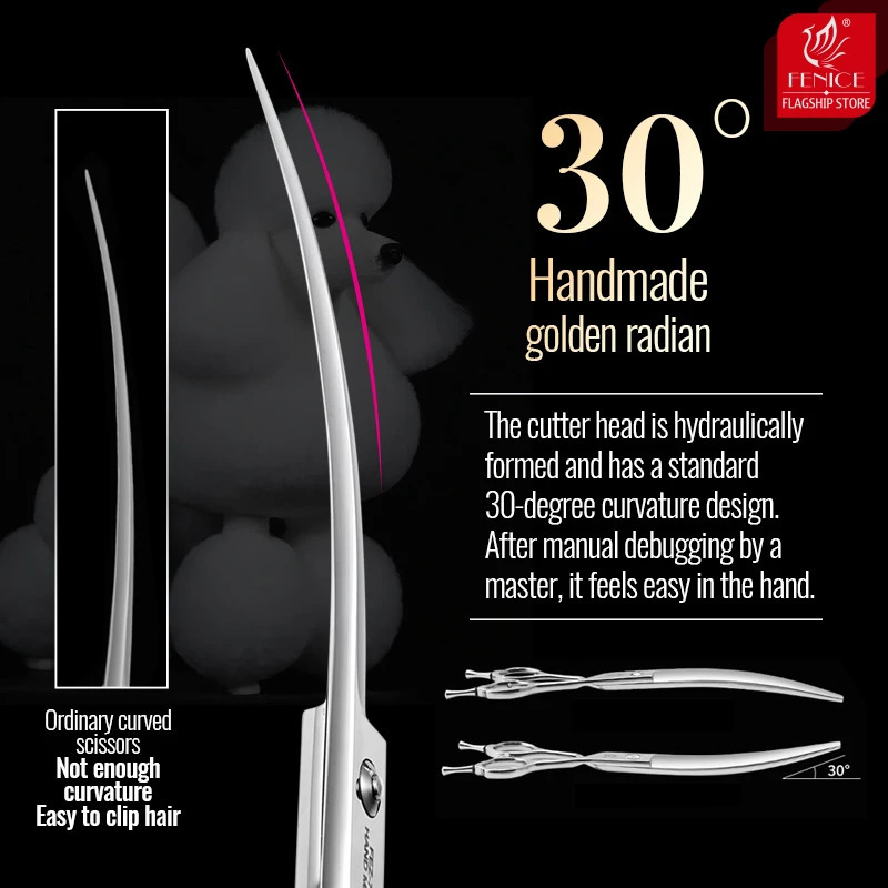 Fenice 6//6.5/7/7.5 Inch Professional Pet Dogs Grooming Scissors Set Straight Curved Thinner Chunker Shear Scissors 241225