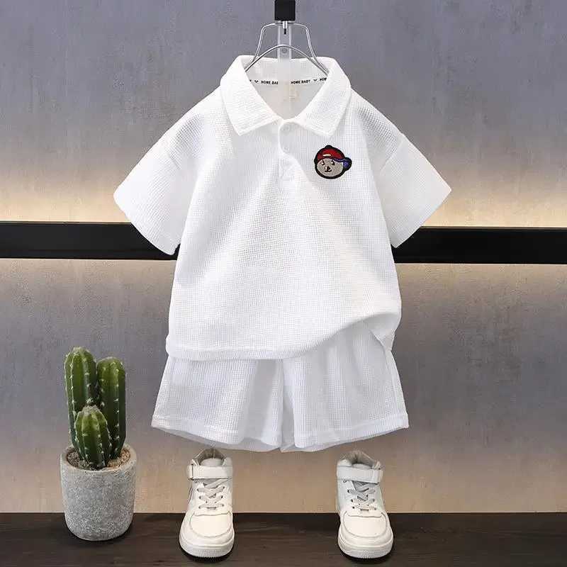 Clothing Sets Summer Baby Boy Clothes Set Lapel Tshirts and Shorts 2pcs Suit Childrens Short Sleeve Polo Top Bottom Teenage Casual TracksuitY2412253YP