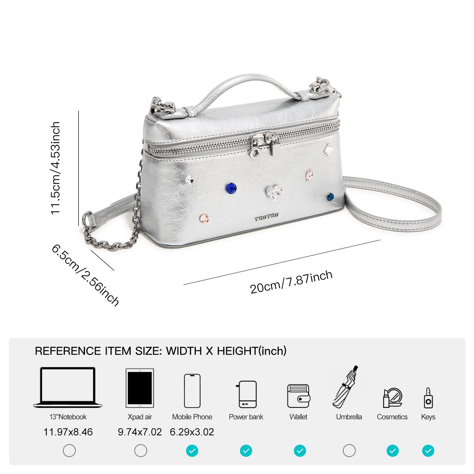 TOUTOU Jewel Embellished Box Bag, New Summer Sier Handbag, And Exquisite Shoulder Bag