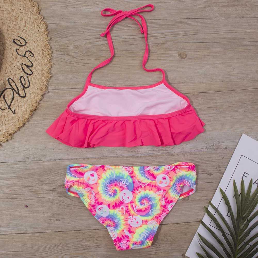 Print Summer Girls Kids Bikini Set 5-4 Years Ruffle Childrens Swimwear Childrens Bandage Swimwear Beach WearW241225
