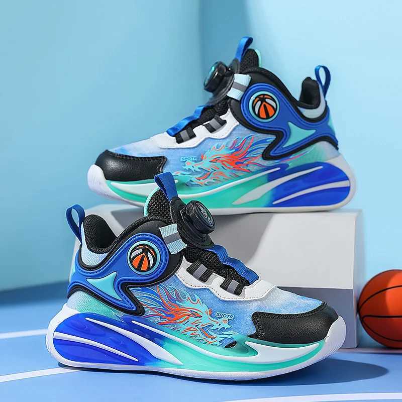 Athletic Outdoor Boy Basketball Shoes Children Sneaker Fashion Kids School Running Shoes Rubber Sole Non-slip Sports Sneaker for Boy H241223