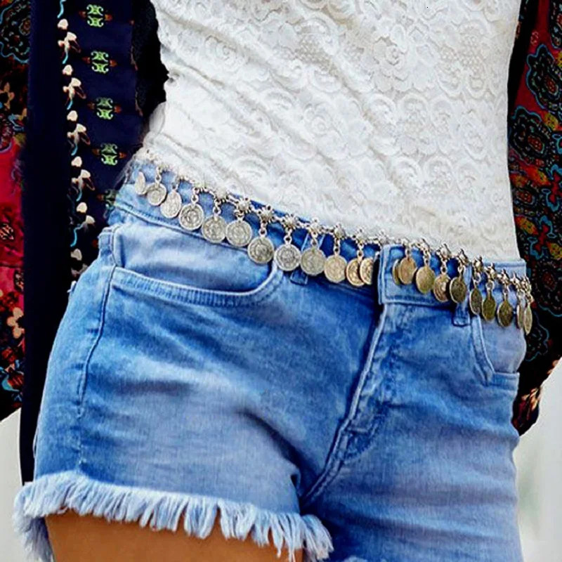 Beach Belt Gypsy Coin Tassels Body Belly Chain Women Boho Waist Accessories 241225