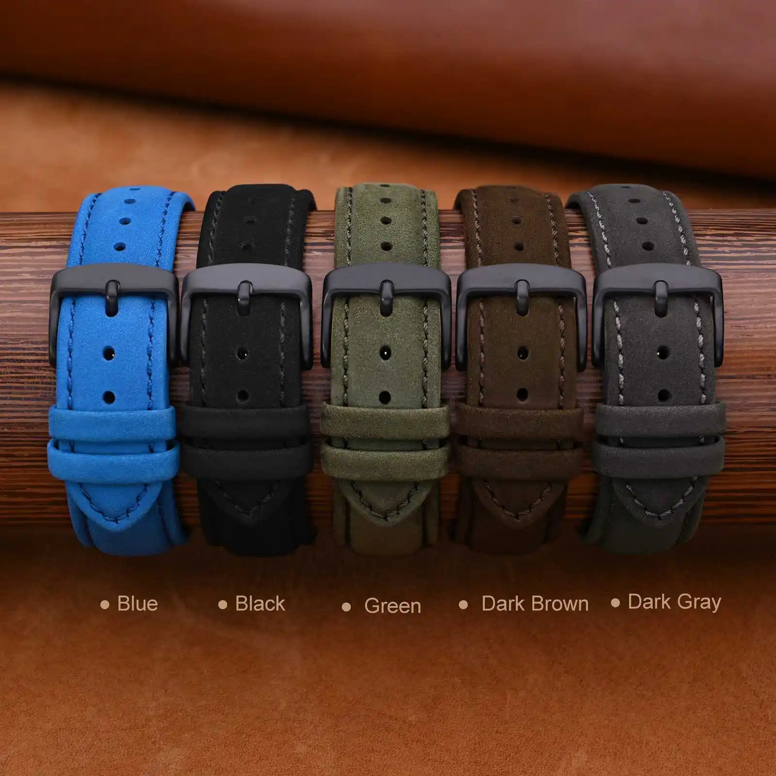 ANNEFIT Genuine Leather Watch Straps 18mm 20mm 22mm Vintage Premium Suede Soft Replacement Bracelet with Quick Release 241225
