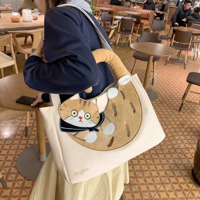 I Cute Wen Shoder Bag Japanese Style Fi Kaii Pu Leather Casual Handbag Large Capacity Literary Fem Tote Bag Z241225