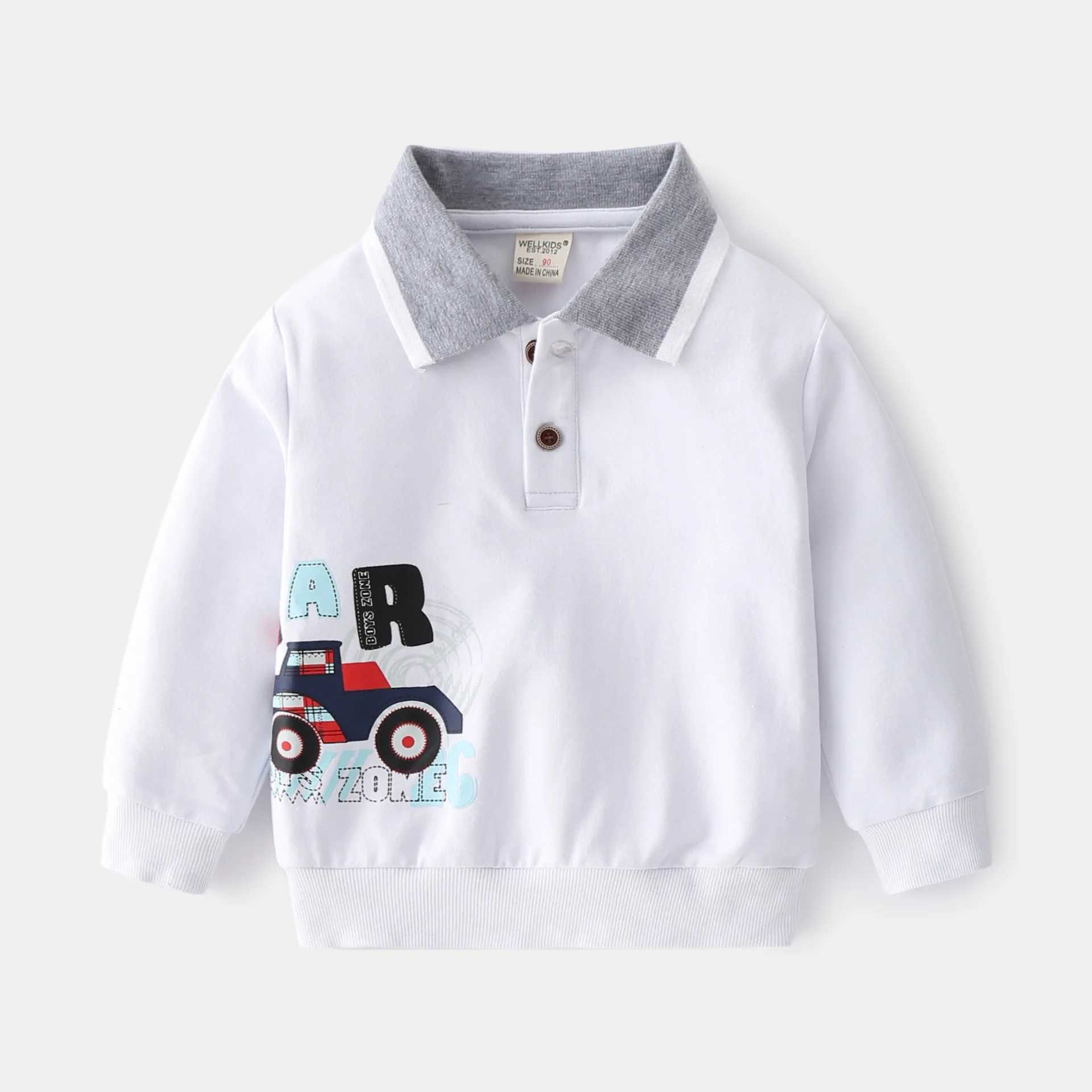 Cute Boys Polo Tshirt 100% Cotton Toddler Sweatshirt Turn Down Collar Baby Tops Tee Children Shirt Kids ClothesXJ241225