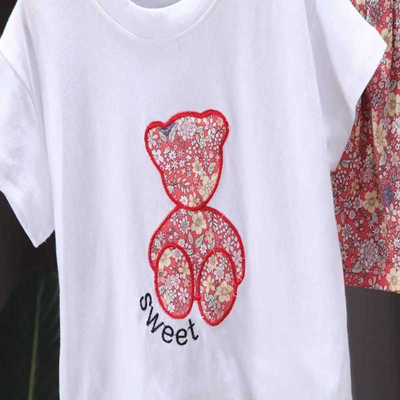 Clothing Sets Summer Baby Girl Clothes Set Children Cartoon Bear Print T-shirt and Shorts Suit Kid Flower Short Sleeve Top Bottom TracksuitsY241225Z9X