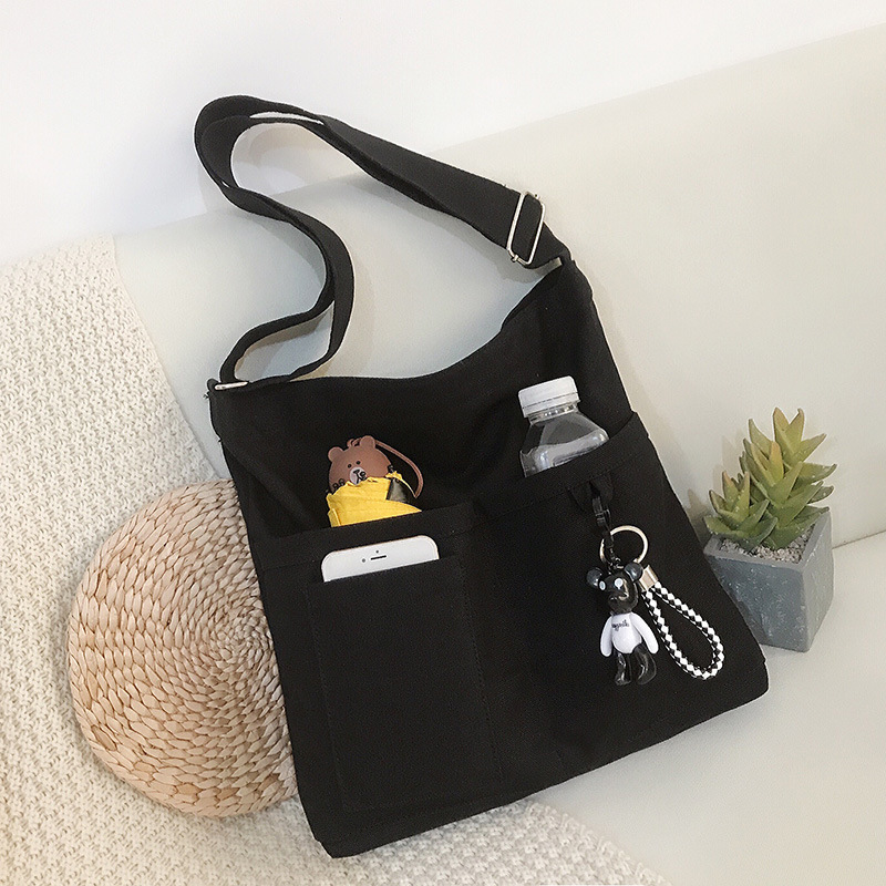 Korean-Style Crossbody Bag, Large Capacity, Women's Canvas Tote Bag, Shoulder Bag for Students and Classes