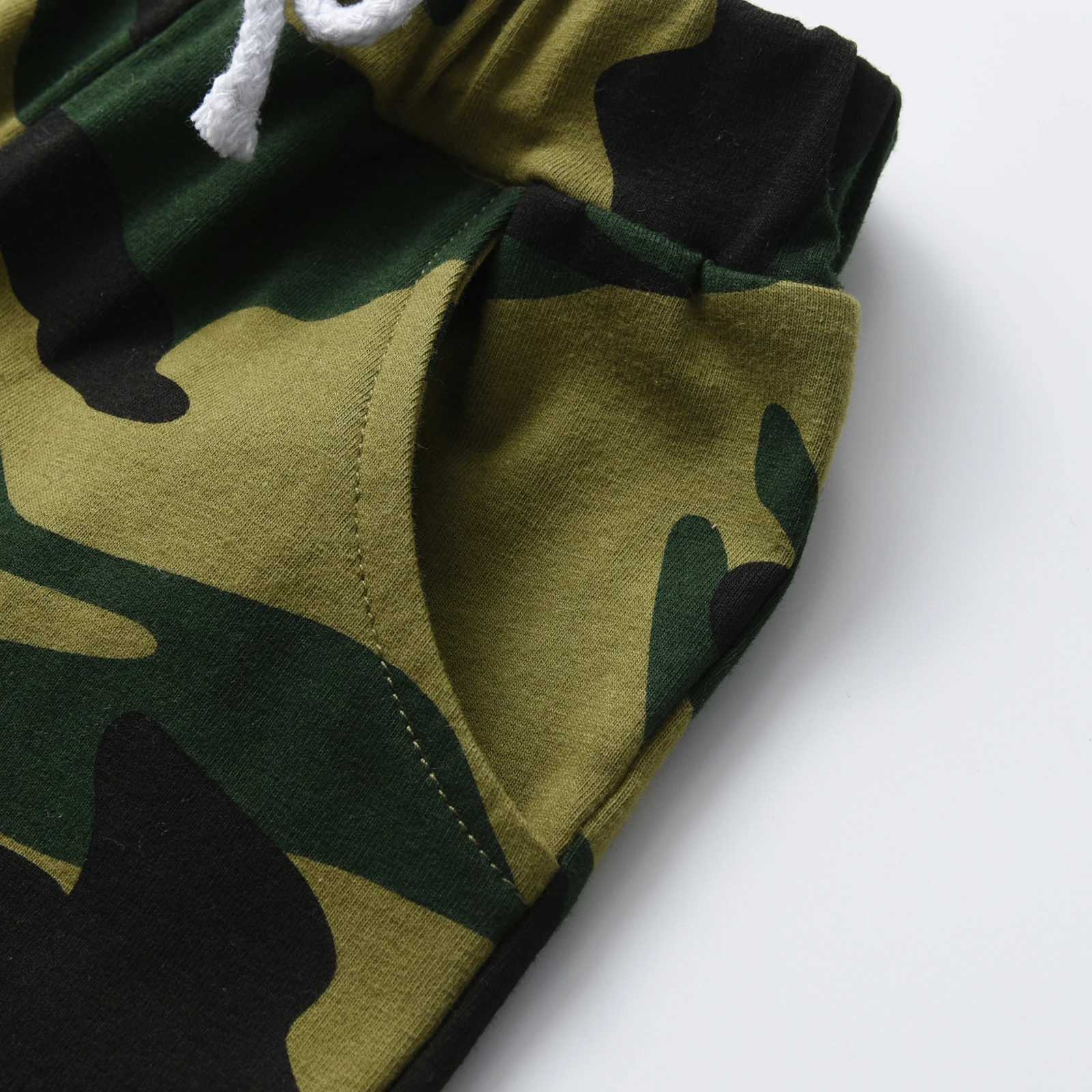 Clothing Sets Kukitty New Summer Toddler Kids Baby Boy Short Sleeve T-shirt with Letter + Camouflage Short Pants Two-Pieces Outfit Clothes SetY241225E