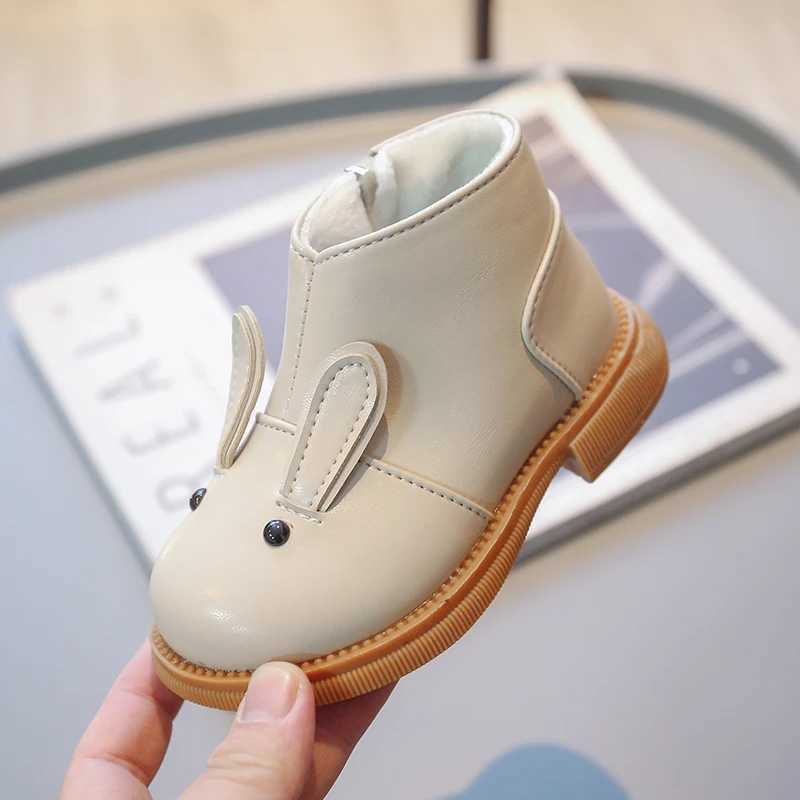 Athletic Outdoor Childrens Boots 1-8 Years Old Khaki Color Padded Boys Girls Leather Shoes Autumn and Winter Soft Non-slip Kid Baby Martin Boots H2412