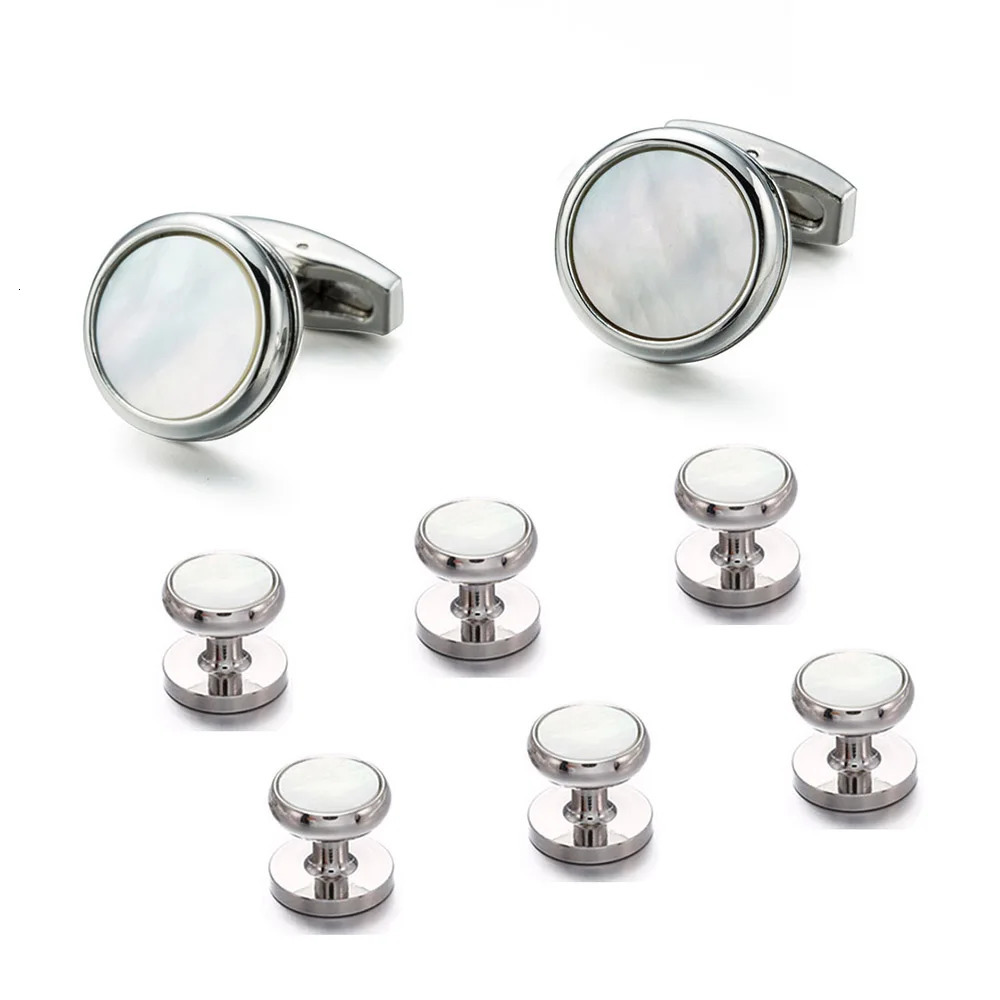 VAGULA Cufflink Stud in 8Pcs Set Fashion Gemelos Sea Shell Tuxedo Collar Stud S22 241225