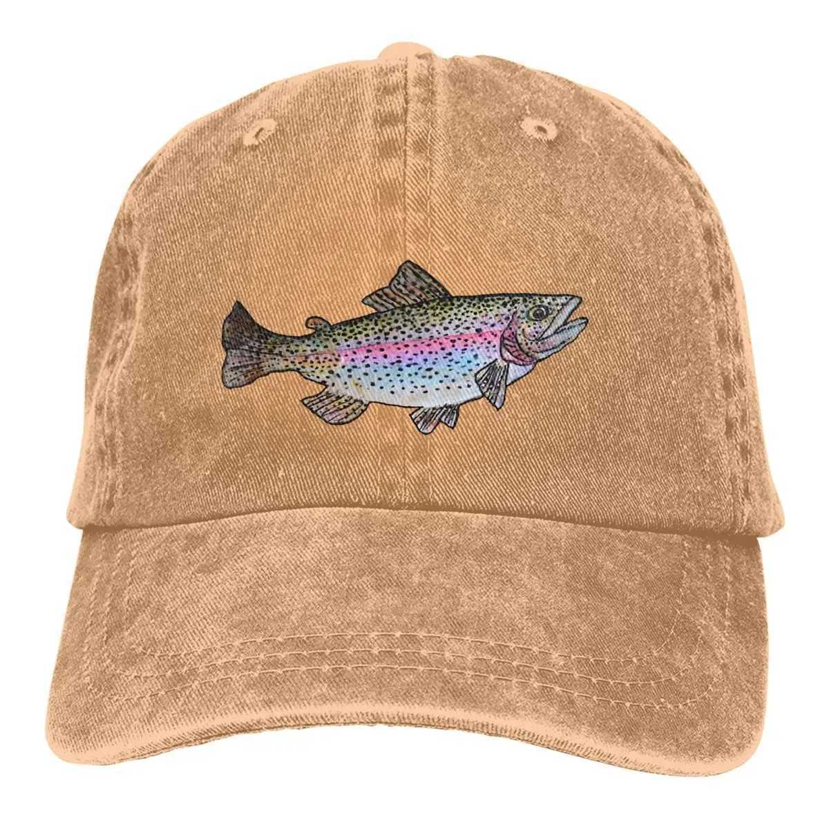 Meme Multicolor Hat Peaked Womens Hat Rainbow Trout Painting Personalized Visor Protective Hat W241225