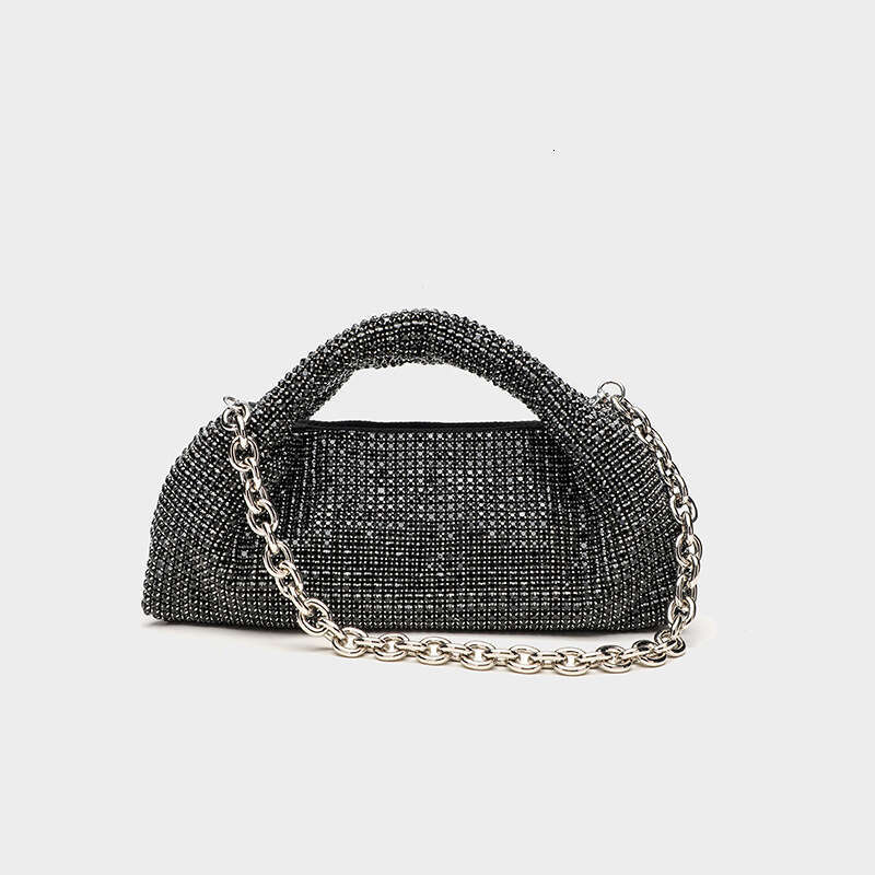 Full Shining Ineffective Water Banquet for Women 2024 Summer New Diamond Set Handbag Chain Shoulder Cross Bag
