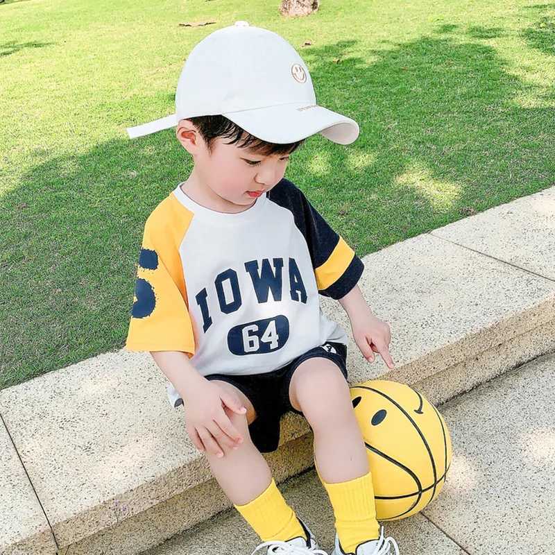 Clothing Sets Summer Children Boy Clothes Set Teenage Girls Patchwork T-shirts and Shorts 2pcs Suit Kid Letter Top Bottom Outfits TracksuitsY241225HVI