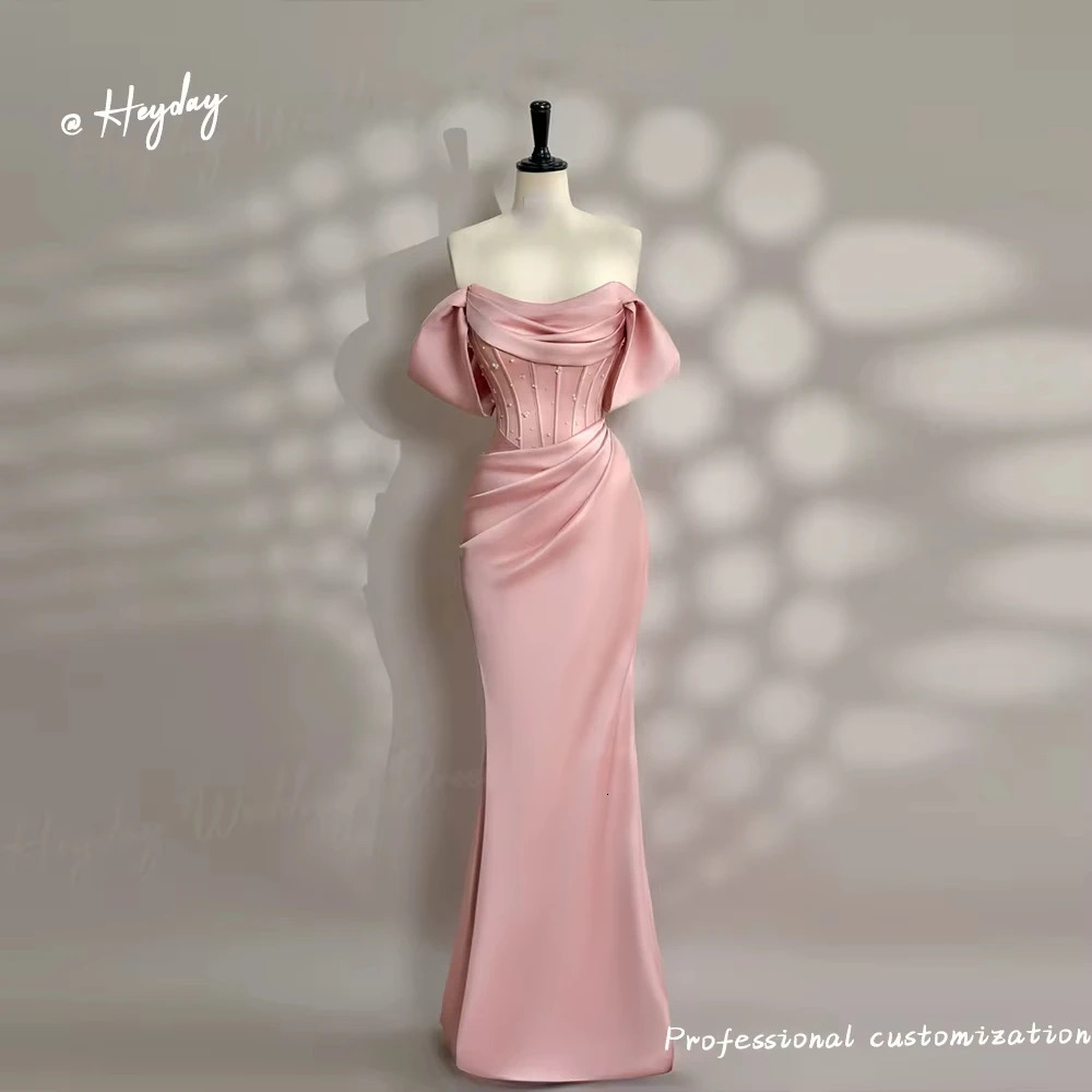 Heyday Strapless Pleat elegant prom dress fairy Floor Length Close-fitting saudi Royal wedding dress for women guest 241223