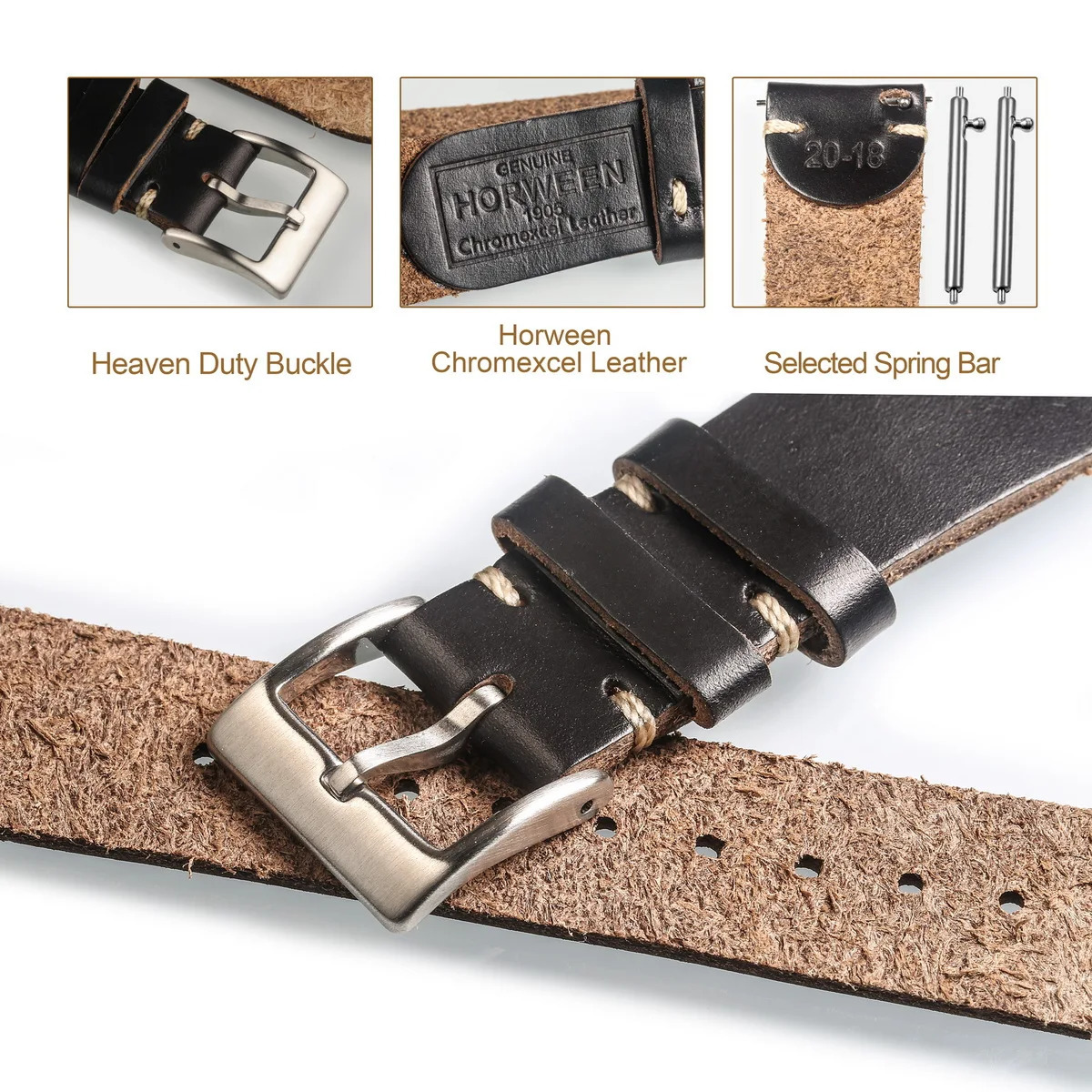 faux Genuine Leather Watch Bands With Quick Release Horween Horsehide Vintage Wrist Strap For Men 22mm18mm19mm20mm 241225