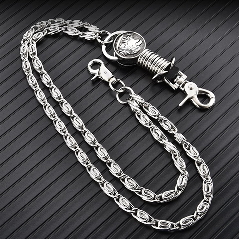silver color Visual Heavy Rock Metal Hip Hop Gothic Rock Pants Trousers Jean Wallet Key Mens Waist Key Chain 241224ww