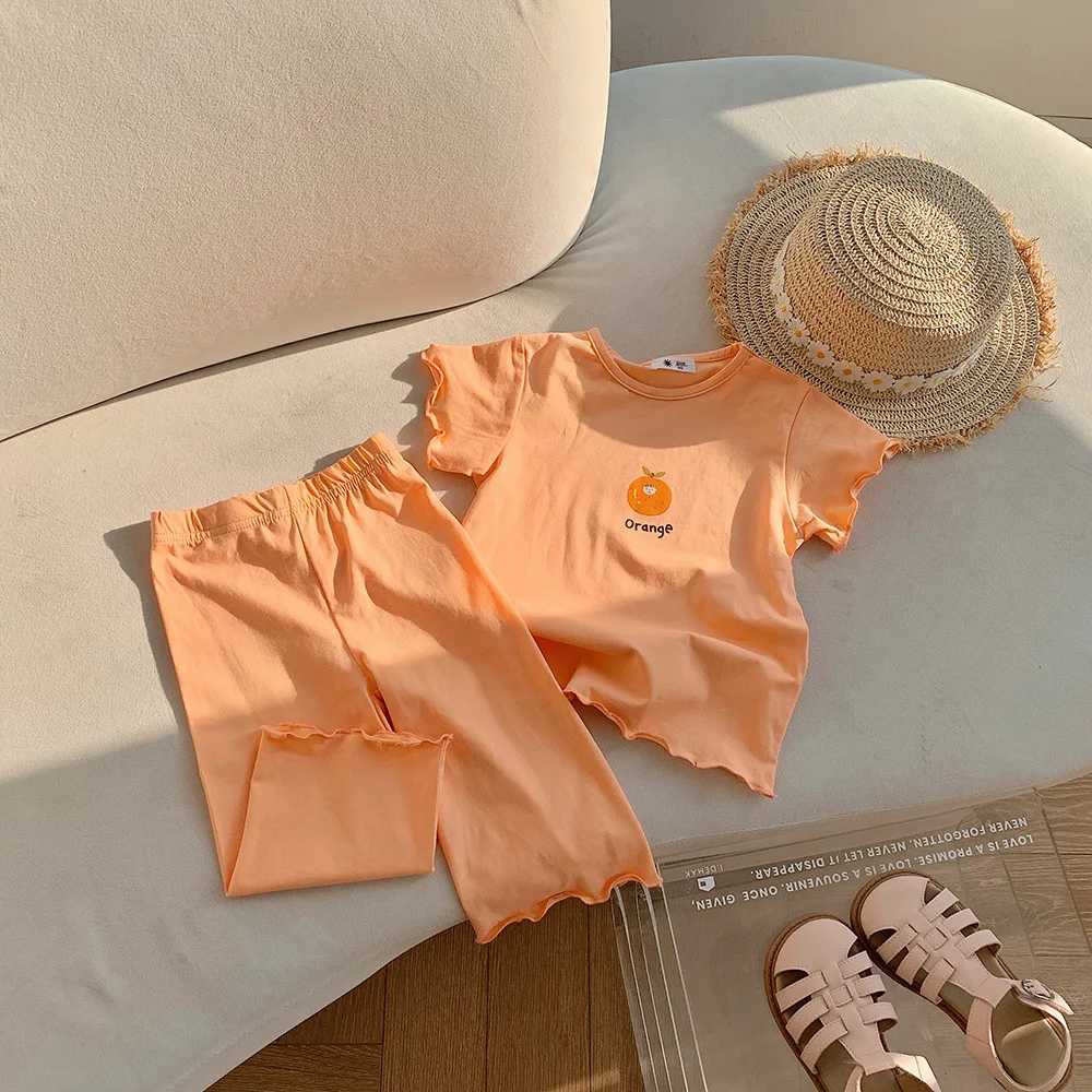 Clothing Sets Childrens Pajamas Set Summer Thin Section Baby Cotton Pajamas Homewear Ice Silk Girls Casual Pajamas Homewear Two-Piece SetY241225FGOI