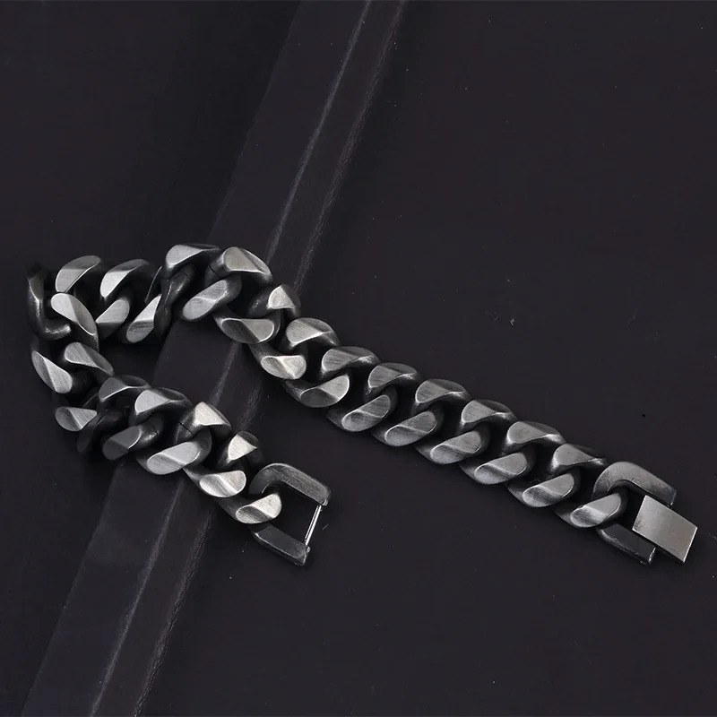 Steel Retro Simple Cuban Bracelet Hipster mens Hip Hop Bracelet Atmospheric Personality Jewelry 241225