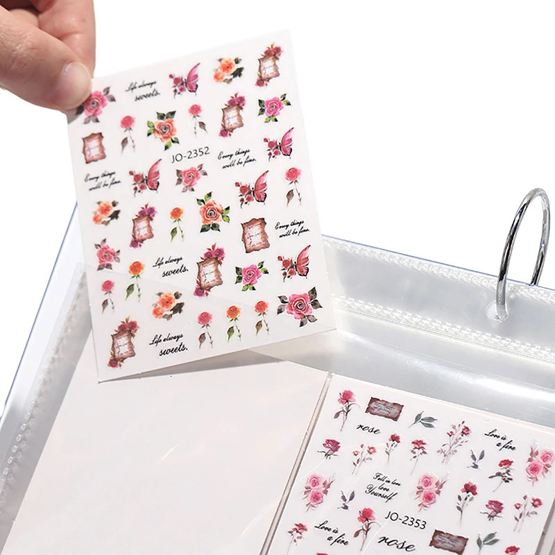17 Pages Nail Stickers Storage Book Decals Organizer Holder Display Manicure Nail Tools Plastic Transparent Film Nail Art 241225