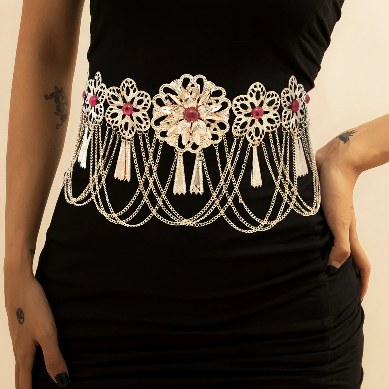Bohemian Style Fashion Jewelry Coins Hollow Waterdrop Tassel Belly Dance Waist Chain Womens Party Jewelry Accessory Gift 241225