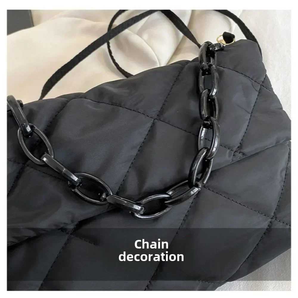 Fi Versatile Winter New Women Lady Bag Rhombic Grid Chain Shoulder Strap Solid Color Premium Texture Crossbody ShoulderXJ241225