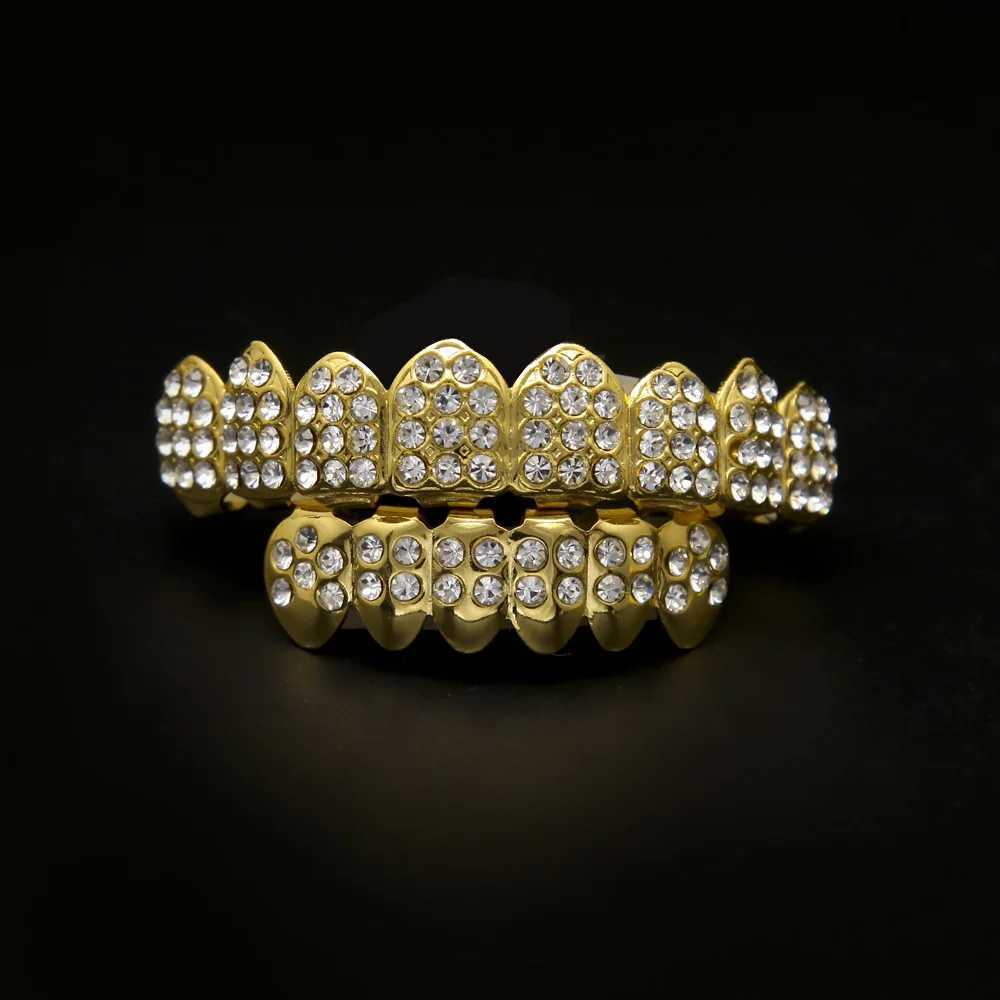 Full CZ Bling Teeth Grillz Top Bootom Dental Mouth Punk Teeth Cs Cosplay Party Tooth Rper Hip Hop Jewelry TG011XJ241225