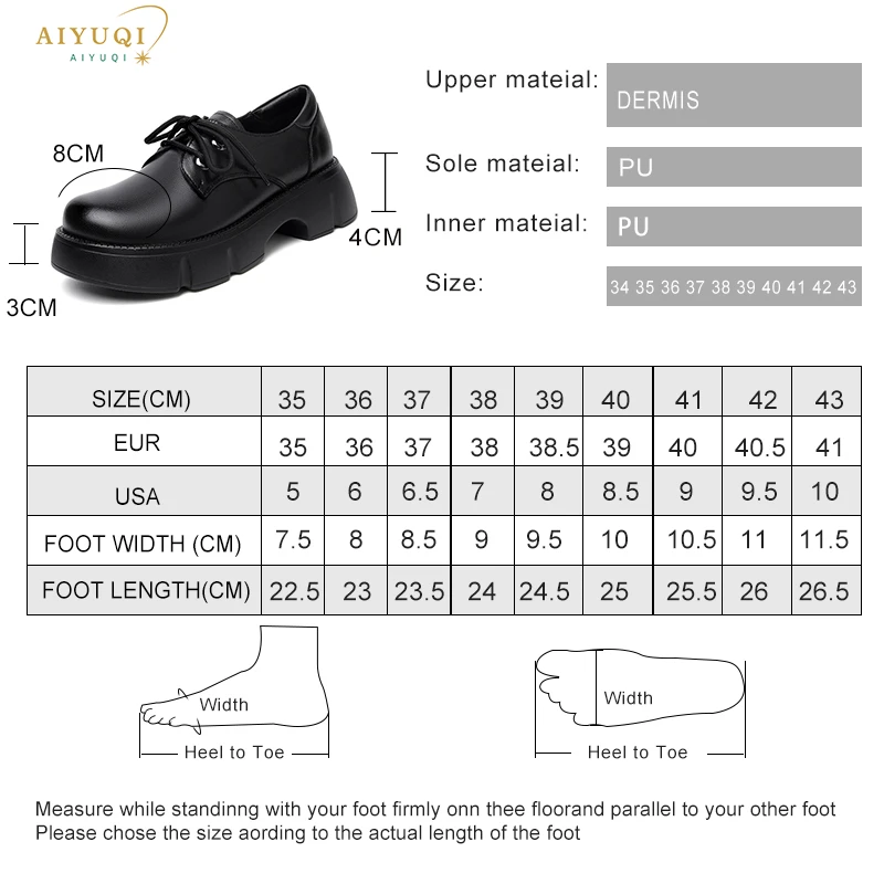 AIYUQI Women Loafers Shoes Autumn Genuine Leather Women Shoes Casual Large Size Lace-up Platform Ladies Shoes