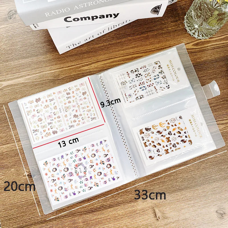 Nail Stickers Storage Book 144/160 Slots Large Capacity Exhibition Collecting Album Organizer Package Nail Sticker Showing Shelf 241225
